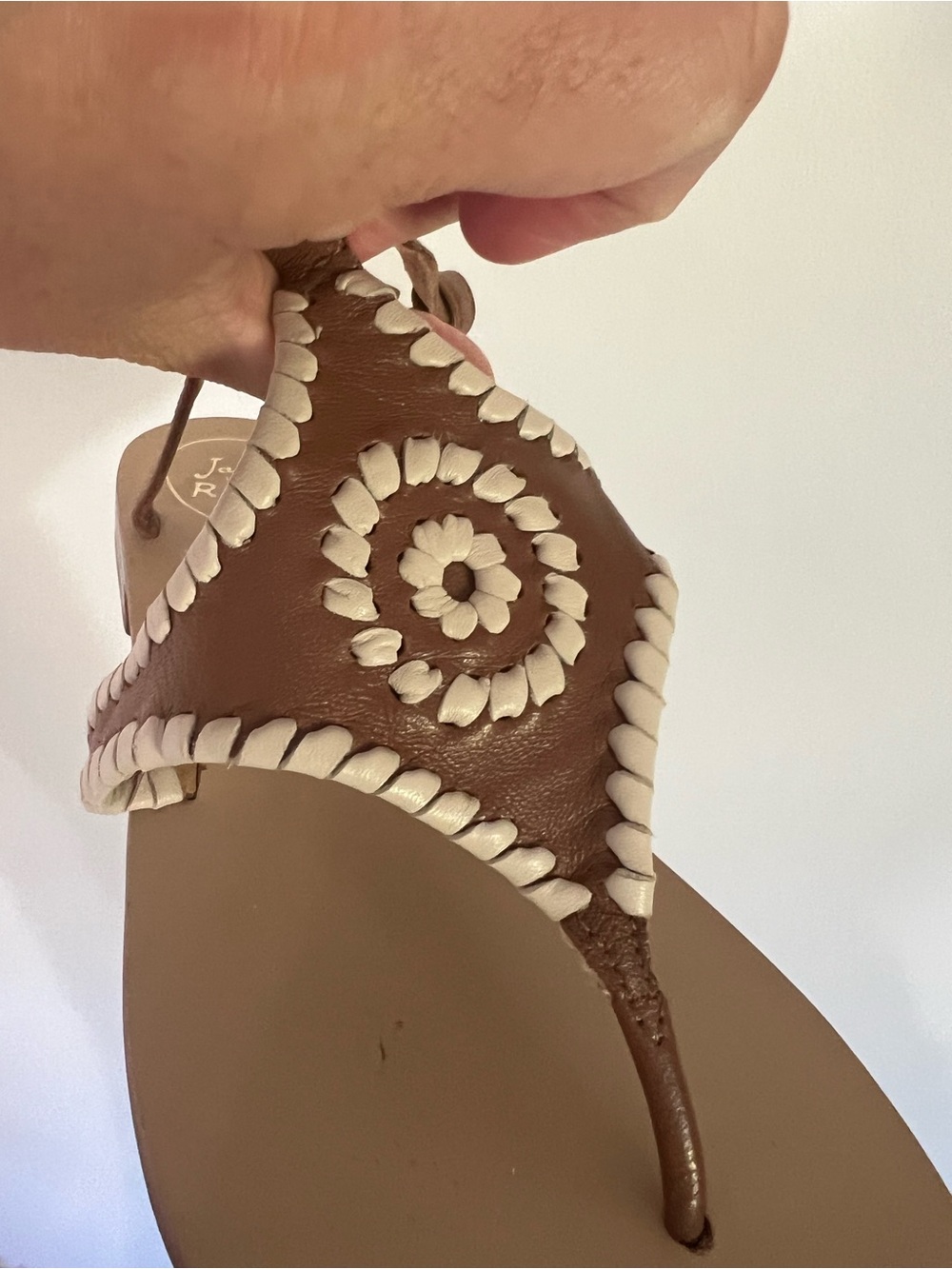 Jack Rogers Macie leather sandals in brown and beige - Picture 4 of 4